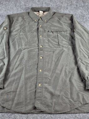 The North Face Vented Button Up Shirt Grreen Hiking Fishing Long Sleeve Mens XL